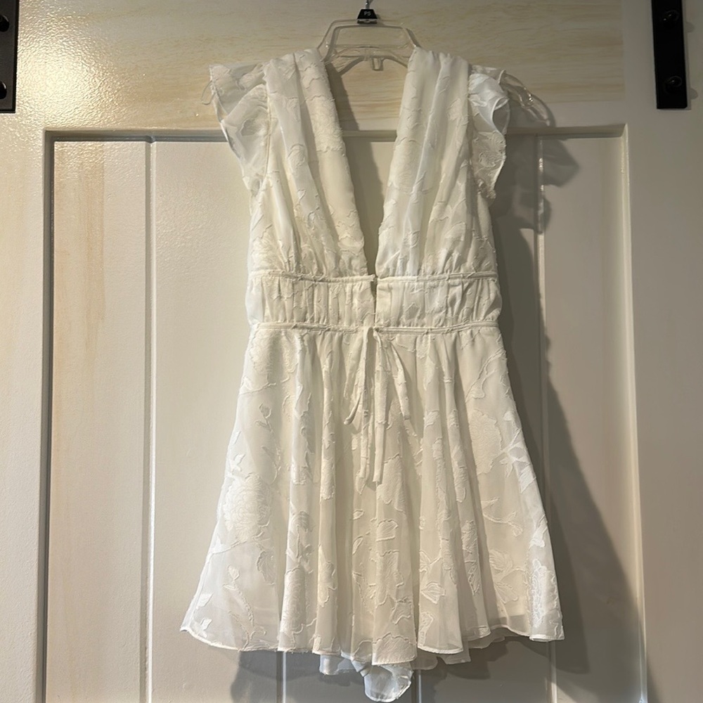 Lulus All About The Flowers White Burnout Floral Ruffled Romper